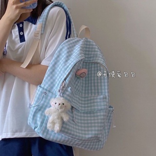 ✲❉﹊กระเป๋านักเรียนญี่ปุ่นหญิง ins วรรณกรรมกระเป๋าเป้สะพายหลังลายสก๊อตสดขนาดเล็กเวอร์ชั่นเกาหลีของวิทยาลัยสไตล์นักเรียนมั