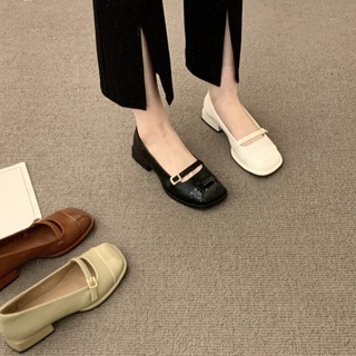 🌈เตรียมจัดส่ง🔥 ผู้หญิงฝรั่งเศสวินเทจการออกแบบที่เรียบง่ายฤดูร้อนแฟชั่นใหม่สัญจรรองเท้าส้นเตี้ยอเนกประสงค์