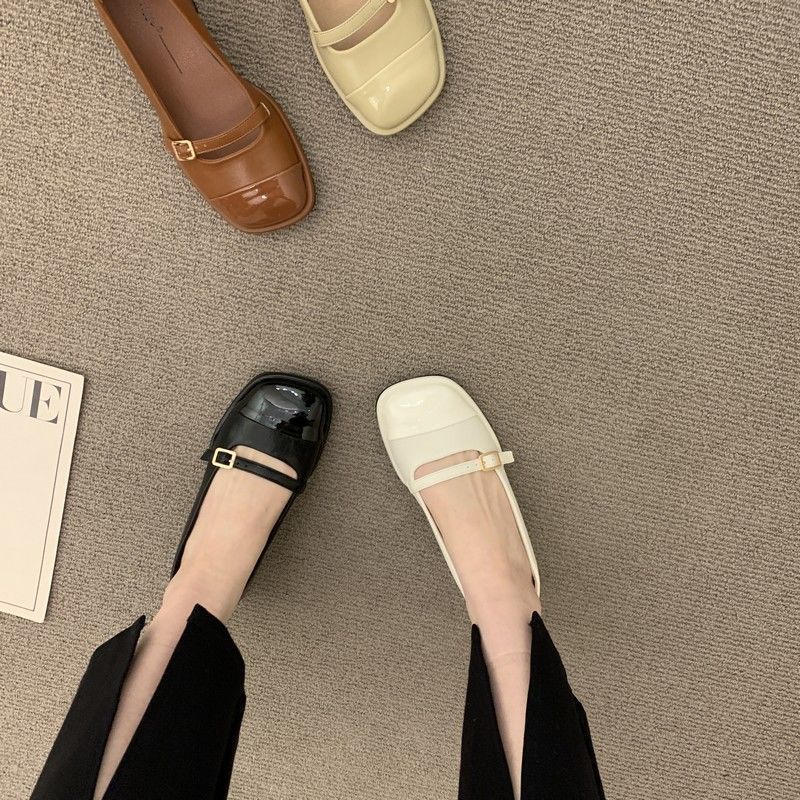 เตรียมจัดส่ง-ผู้หญิงฝรั่งเศสวินเทจการออกแบบที่เรียบง่ายฤดูร้อนแฟชั่นใหม่สัญจรรองเท้าส้นเตี้ยอเนกประสงค์