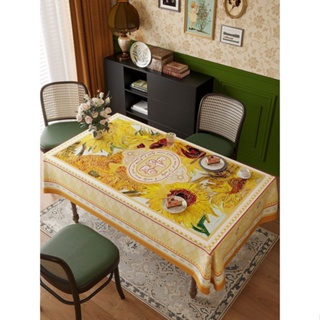❉❇แวนโก๊ะภาพวาดสีน้ำมันลมผ้าปูโต๊ะกันน้ำป้องกันการลวก Chenille โต๊ะรับประทานอาหารผ้าปูโต๊ะตู้ทีวีที่กำหนดเองผ้าปูโต๊ะกาแ