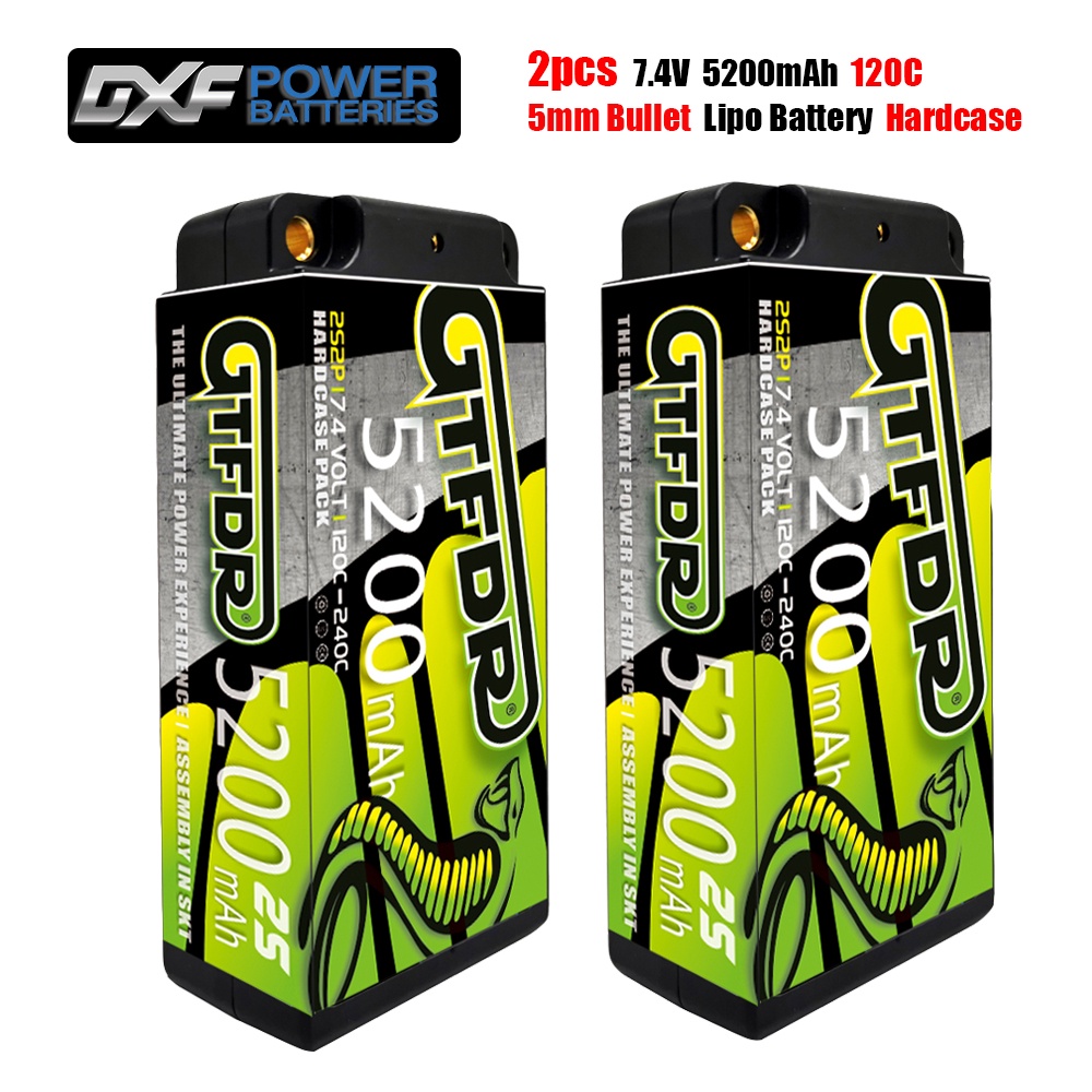 Batterie Lipo 2S 5200mAh 120C - Pour Voitures RC 1/10 - Compatible X-Ray, TLR, Kyosho Et Autres