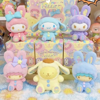 ☬MINISO Sanrio Rabbit Series Blind Box Melody Cinnamon Dog Kulomi ของขวัญตกแต่งเดสก์ท็อปทำมือ