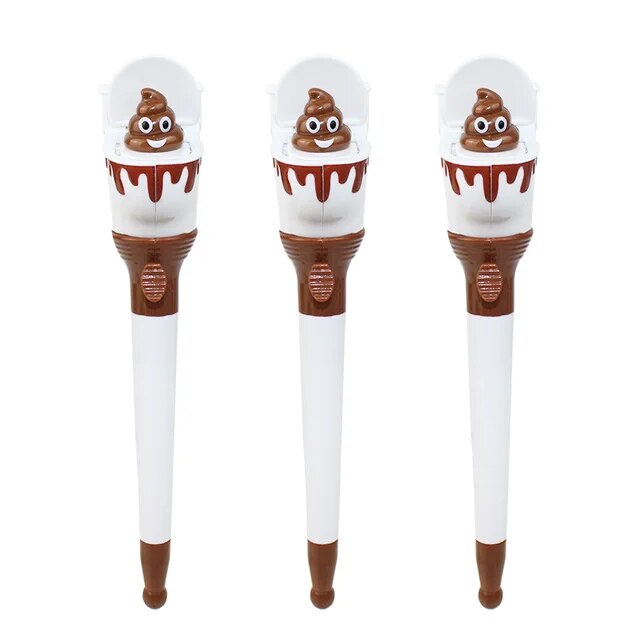 35I Kawaii New Funny Toilet Poop Ballpoint Pen Bounce Pens To Joke Fun