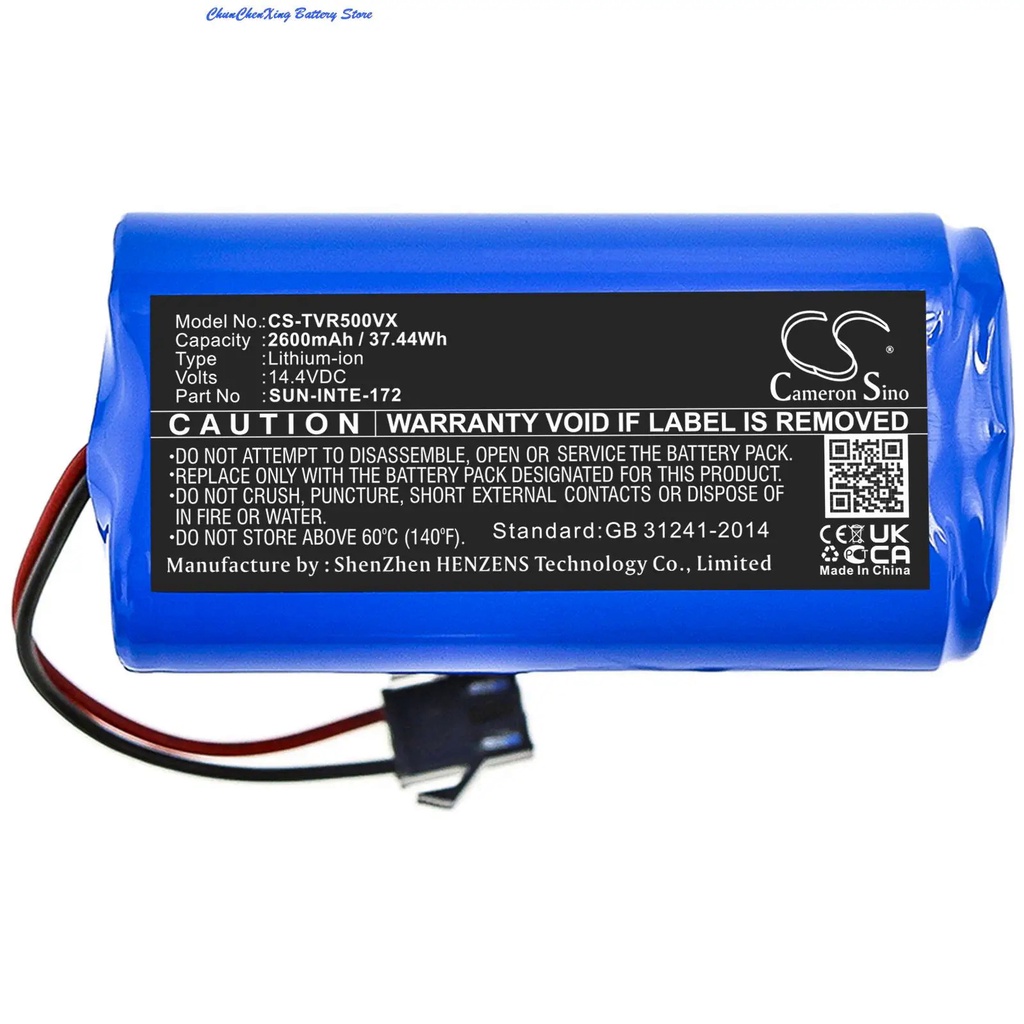 Vhbw Batteria Di Ricambio Per Tesvor X500 Pro, X580, X580R, X583, X586 | 2600mAh 14,4V Li-Ion | Sostituisce SUN-INTE-172 | Batteria Ad Alta Capacità Per Robot Aspirapolvere