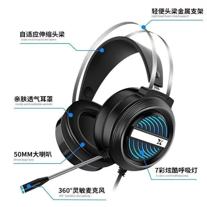 915 X9 Upgrade Headset Gamers LED Light Noise Cancelling Stereo Gaming ...