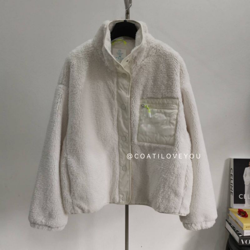 Primark Fleece Quilted Jacket (White) Shopee Thailand