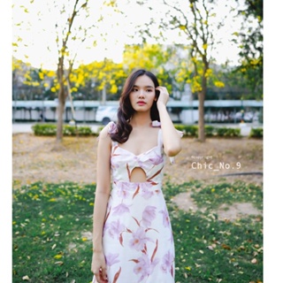 Chic No.9 : ชุดเดรส Dress - Rosy Rolanda long  เดรสสายเดี่ยว 👋ปัดซ้ายที่รูปเพื่อดูขนาดสินค้า