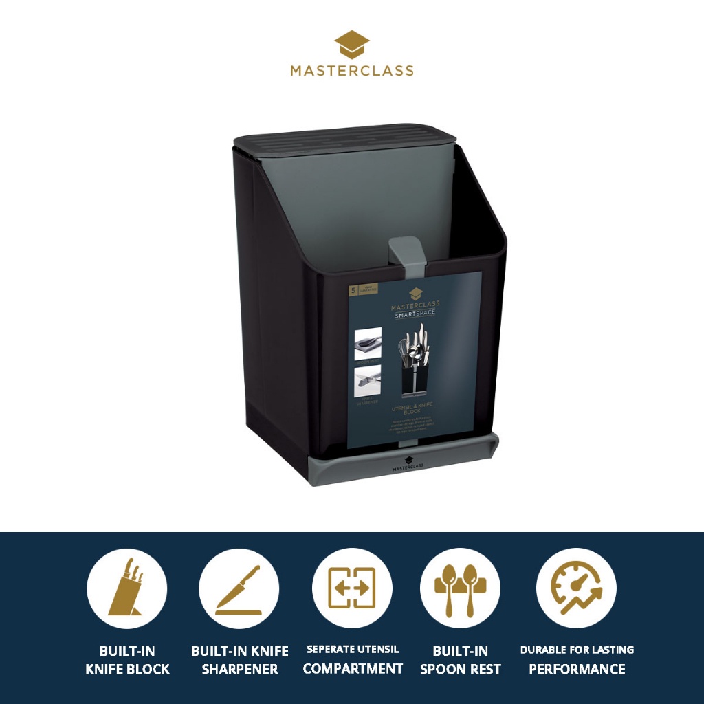 MasterClass 4 In 1 Smart Space Utensils/Knife Block With Ceramic Knife