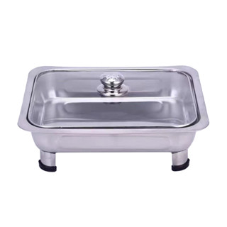 โปรโมชั่น Flash Sale : [ซื้อครบ 30.- ลดค่าส่ง 80.-] ถาดใส่อาหารบุฟเฟ่ต์ สแตนเลส มาพร้อมขาตั้งและฝาปิด