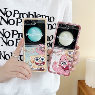 เคสโทรศัพท์มือถือ ลาย SpongeBob Samsung Galaxy Zflip5 เพิ่มสร้อยข้อมือน่ารักๆ สไตล์ญี่ปุ่นและเกาหลี