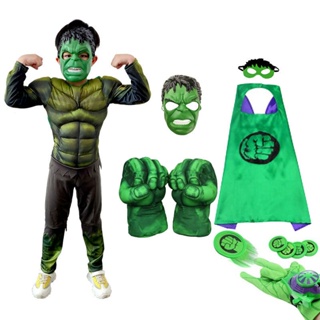 ❒◐คอสเพลย์ Hulk เสื้อผ้าฮาโลวีนเด็กผู้ใหญ่กล้ามเนื้อเครื่องแต่งกายประสิทธิภาพถุงมือชกมวยชุด