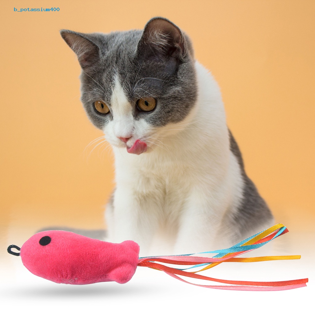 ของเล่นตุ๊กตาปลา-ริบบิ้น-หลากสีสัน-สําหรับสัตว์เลี้ยง-แมว