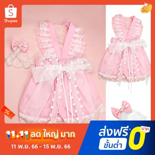 ชุดเดรสกระโปรง แบบนิ่ม ประดับโบว์ แต่งลูกไม้ สวมใส่สบาย เหมาะกับฤดูร้อน สําหรับสัตว์เลี้ยง สุนัข จํานวน 1 ชุด