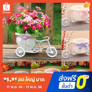 Pota Rattan Flower Basket Vase Tricycle Bicycle Model Home Garden Wedding Party Decor