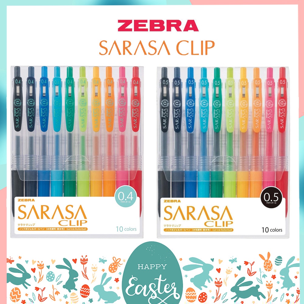 ปากกาเจล-sarasa-clip-0-4-mm-และ-0-5-mm-set-10-สีพร้อมแพคเกจ-และ-8-สีไม่มีแพคเกจ