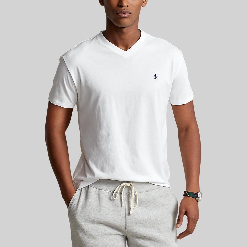 Polo Ralph Lauren Tee Classic Fit Jersey V Neck T Shirt MNPOTSH1N820063 Shopee Thailand