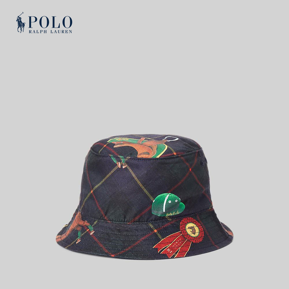 Polo Ralph Lauren CAP / HAT Equestrian-Print Twill Bucket Hat หมวก รุ่น ...