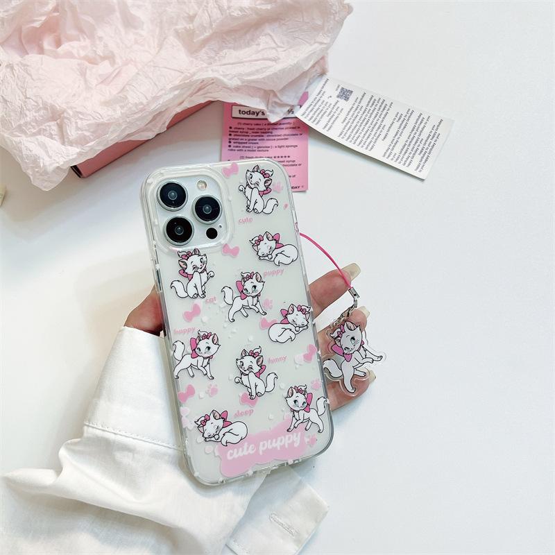 c228-พร้อมส่งในไทย-เคสไอโฟน-iphone-เคสสีขาวมีพวงกจห้อยน้องมา-ลี