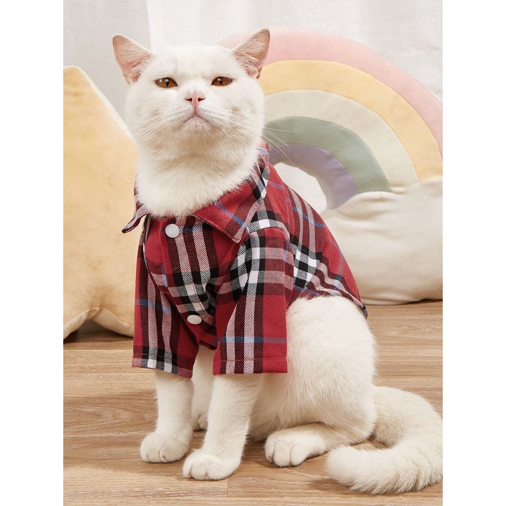 เสื้อเชิ้ตลายสก็อตแดง-น้องหมาแมว-clawset-bkk