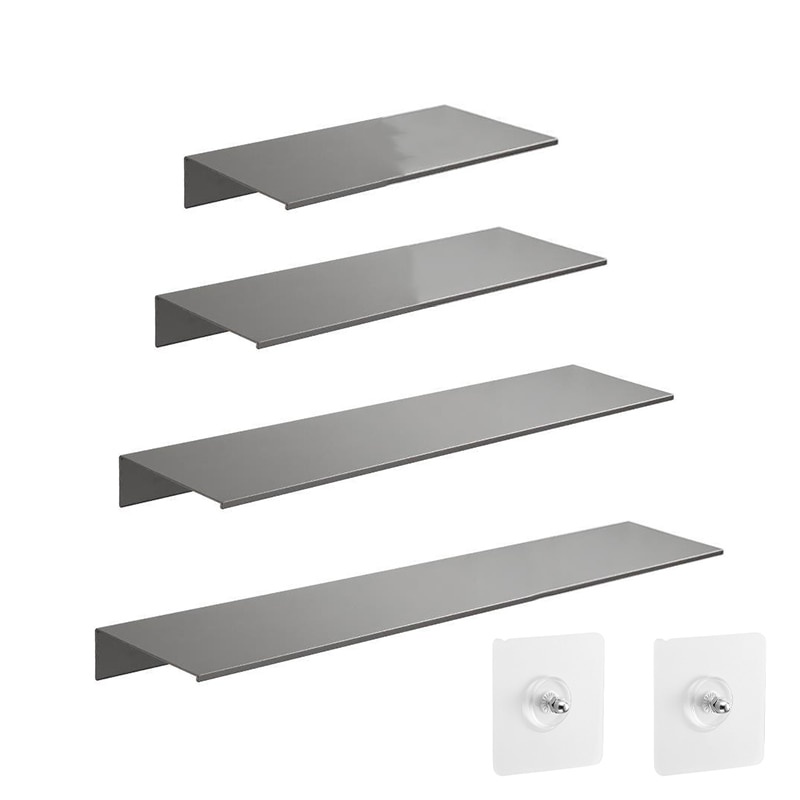 03B Floating Shelves Gray Bathroom Mirrored Front Rectangular Rack Wall