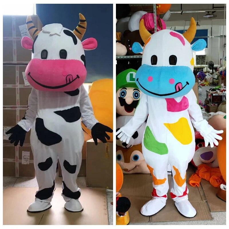 714 DAIRY COW Mascot Costume Adult Cartoon Character Outfit Suit Opening New Business
