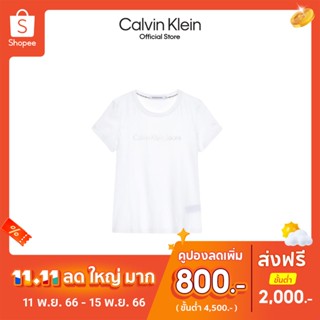 CALVIN KLEIN  เสื้อยืดผู้หญิง ทรง Slim  รุ่น J213892 YAF - สีขาว