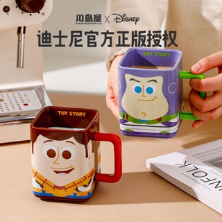 ▽№บ้านคาวาชิมะ Disney Buzz Lightyear ถ้วยแก้วเซรามิคในครัวเรือนแปลกประหลาดถ้วยน้ำเด็กถ้วยกาแฟ