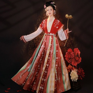 Yuanshan Edai s original Hanfu [Fengwu Zui] กระโปรงพลีท ยาวครึ่งแขน สไตล์ฮั่นฝู แฟชั่นฤดูใบไม้ผลิ สําหรับผู้หญิง