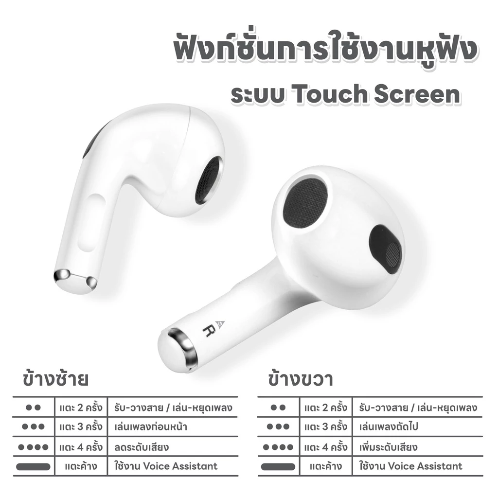 ASAKi AK-PODS3PLUS Earphone หูฟังบลูทูธ 5.3 หูฟังไร้สาย แบตอึด เบสแน่น ไมค์สนทนาชัด รับประกัน 1 ปี