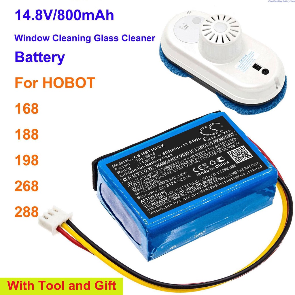 Batterie Li-ion 14.8V 800mAh De Rechange Pour Robots Aspirateurs Hobot - Compatible Modèles 168, 188, 198, 268, 288, 298, 368, 388