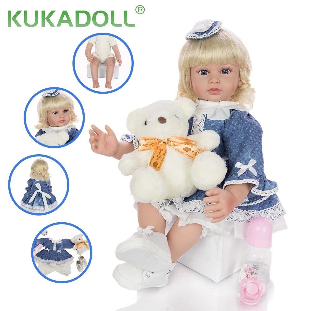 765 KUKADOLL Reborn Babies Dolls 24 Inch Cloth Body Soft Silicone Limbs