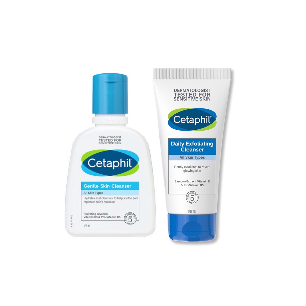 เซตสุดคุ้ม-เซตาฟิล-cetaphil-gentle-skin-cleanser-เจลทำความสะอาดผิวหน้าและผิวกาย-125-ml-และ-daily-exfoliating-cleanser-สครับทําความสะอาดผิวหน้า-178-ml