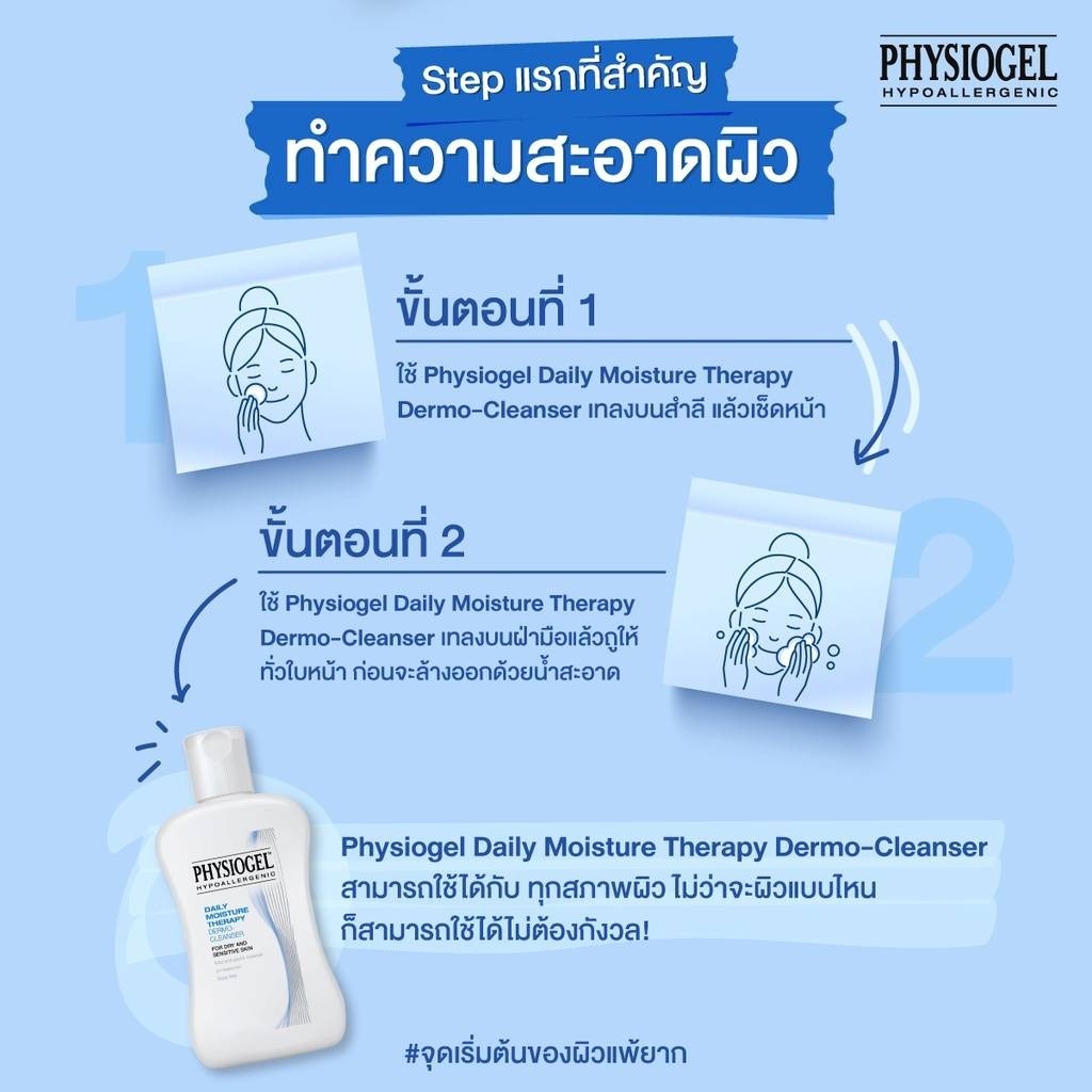 ลดเพิ่ม-8-physiogel-daily-moisture-therapy-dermo-cleanser-150ml-ผลิตภัณฑ์ทำความสะอาดผิวหน้าอย่างอ่อนโยน
