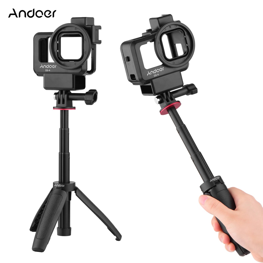 Andoer Action Camera Vlog Kit รวมถึงกรงวิดีโอพร้อม Dual Cold Shoe Mount ...