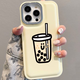 เคสโทรศัพท์มือถือ แบบนิ่ม ลายแก้วชานมไข่มุก สําหรับ iPhone 14Promax 13 12 11 7Plus X XR xsmax