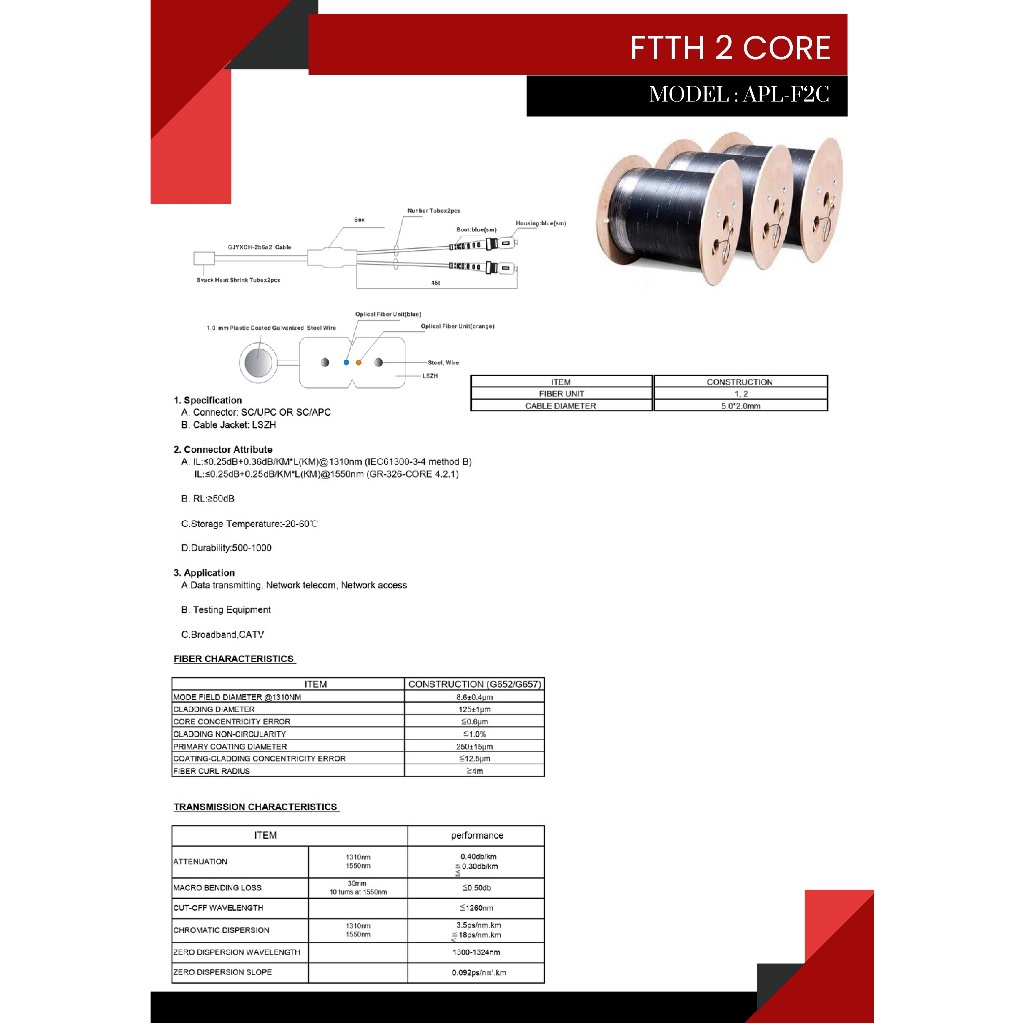 apollo-สายfiber-optic-2core-ความยาว-500m-1-000m-2-000m-สายไฟเบอร์ออฟติก-2คอล์-single-mode-ftth-fttx