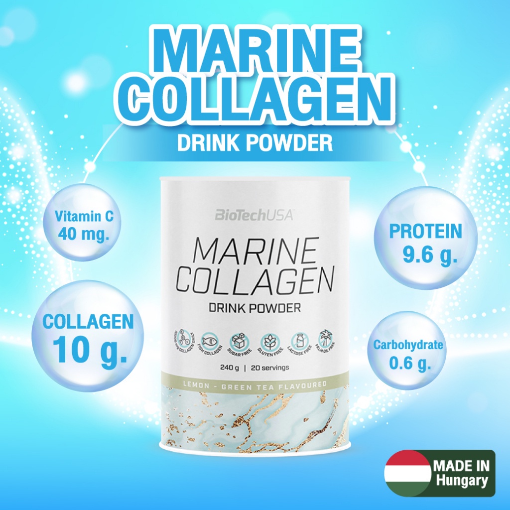 BioTechUSA Hydrolysed Marine Collagen drink powder 240g Green Tea-Lemon ...