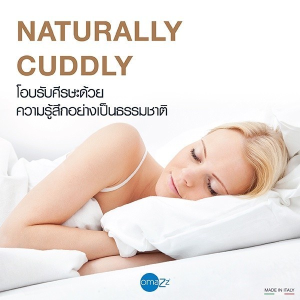 Omazz รุ่น โนเบิล ไวท์ ดาวน์ คอลเล็คชั่น (Solf) หมอนหนุนขนห่าน ไวท์ กูส ดาวน์ 100% น้ำหนัก 800 กรัม มอบสัมผัสแห่งการนอนที่นุ่มสบายและหรูหราเหนือระดับ