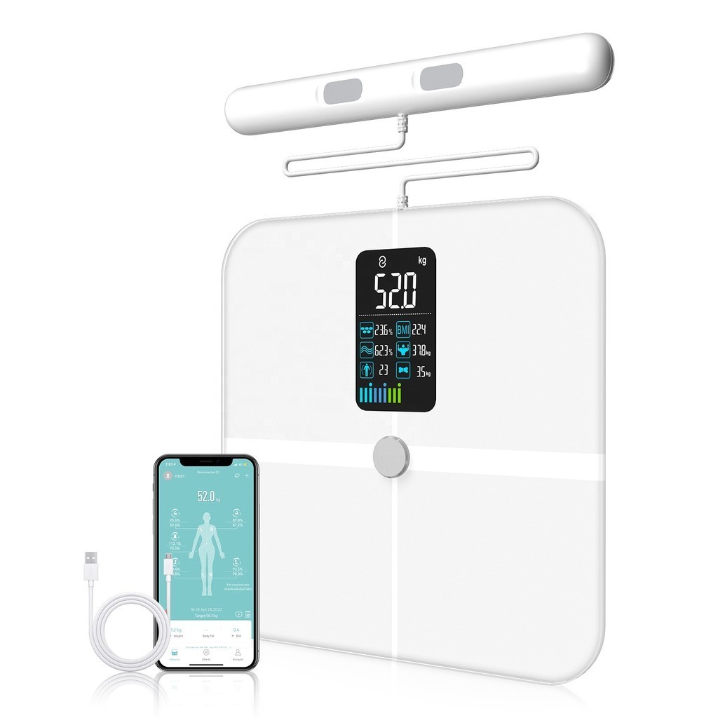 8 Electronic BMI Glass VA Screen OEM White Black Body Weight Fat ...