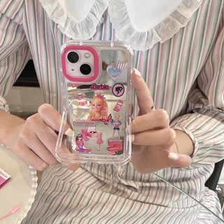 C142 [พร้อมส่งในไทย🐝] เคสไอโฟน iPhone เคสบี้กระจกมีขาตั้งใสขอบกล้องชมพู