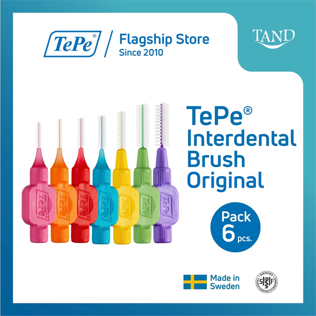 (แพ็ค 6 ชิ้น) TePe® Interdental Brush Original เทเป แปรงซอกฟัน รุ่นออริ ...