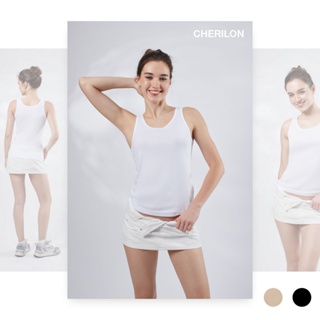 CHERILON เชอรีล่อน เสื้อกล้าม เสื้อทับ ผ้าฝ้าย 100% ทอไร้ตะเข็บข้าง นุ่ม ใส่สบาย สีดำ สีขาว สีเนื้อ OTIB-VCT2