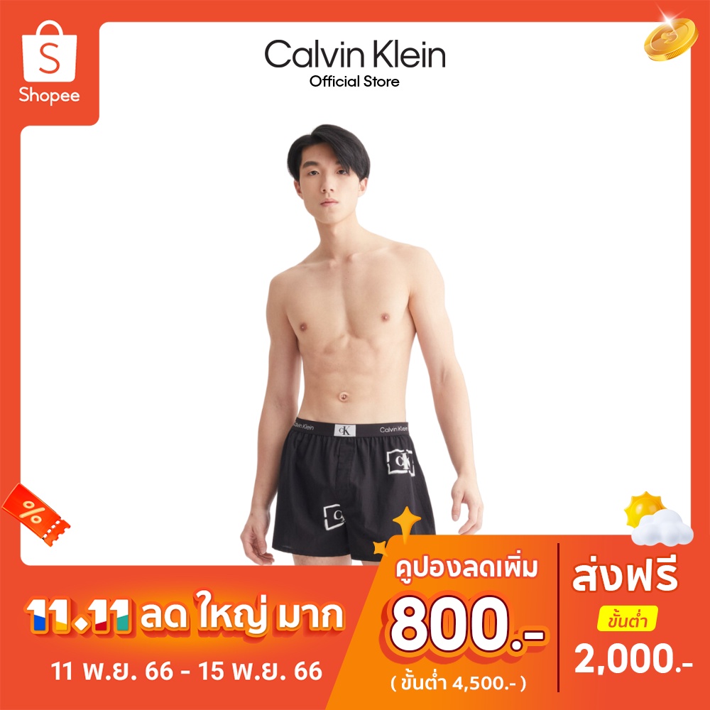 calvin-klein-กางเกงบ็อกเซอร์ผู้ชาย-1996-woven-cotton-ทรง-boxer-รุ่น-nb3411-ach-สีดำ