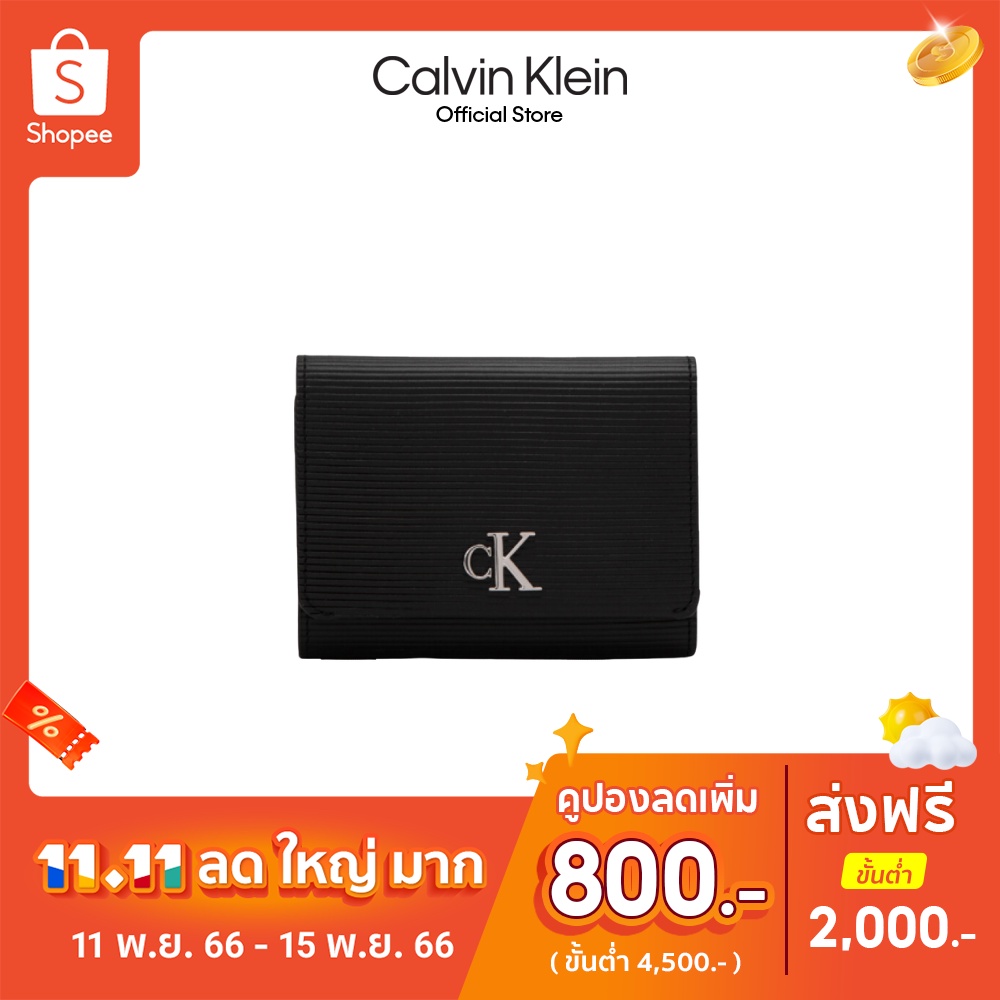 calvin-klein-กระเป๋าสตางค์ผู้หญิง-พร้อมช่องซิปเก็บเหรียญ-รุ่น-dp1660-001-สีดำ