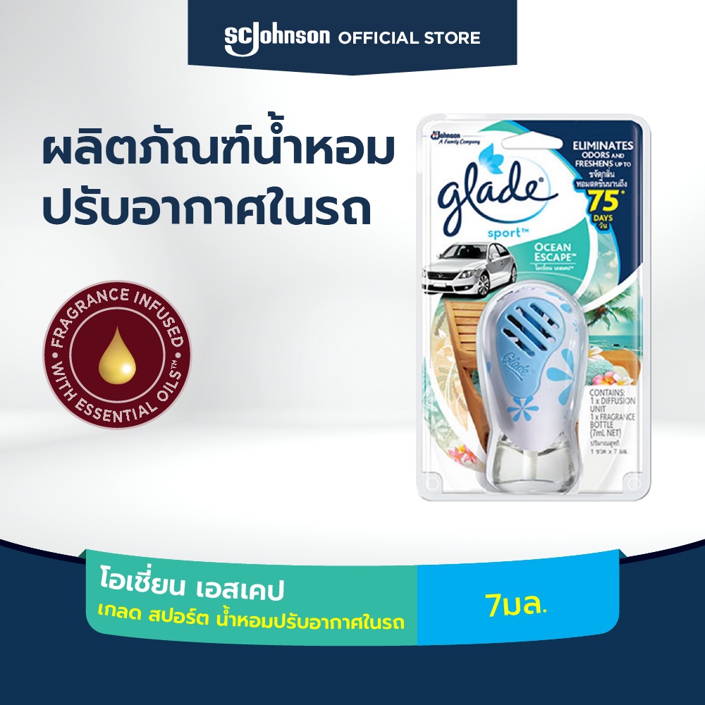 เกลด สปอร์ต น้ำหอมปรับอากาศในรถ กลิ่นโอเชี่ยน เอสเคป 7มล. Glade Sport ...