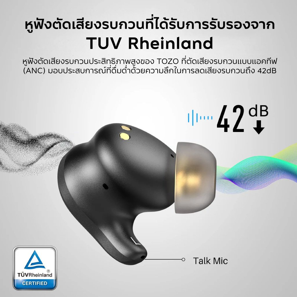 TOZO Golden X1 Hybrid Drivers หูฟังบลูทูธ In-Ear (DD+BA) 6 Mics Hybrid ANC & ENC IPX6 Bluetooth 5.3