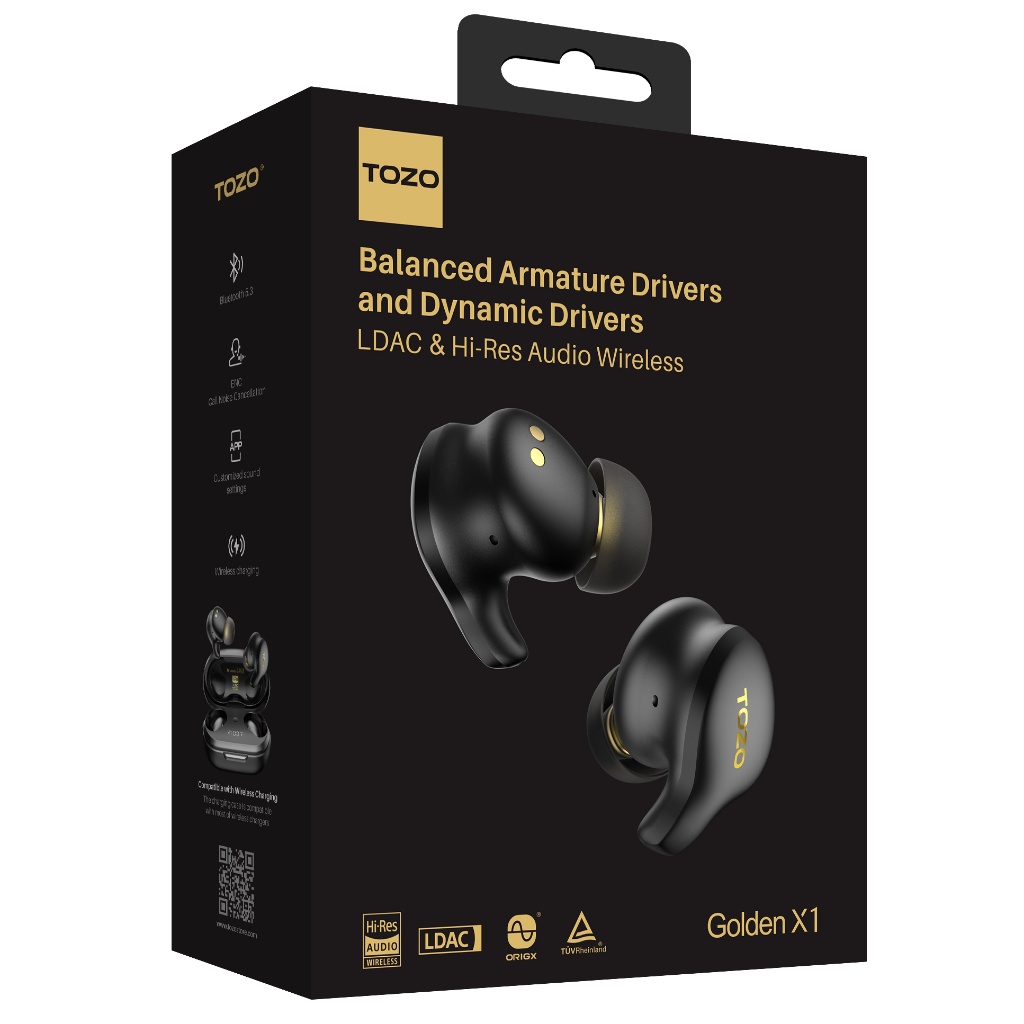 TOZO Golden X1 Hybrid Drivers หูฟังบลูทูธ In-Ear (DD+BA) 6 Mics Hybrid ANC & ENC IPX6 Bluetooth 5.3