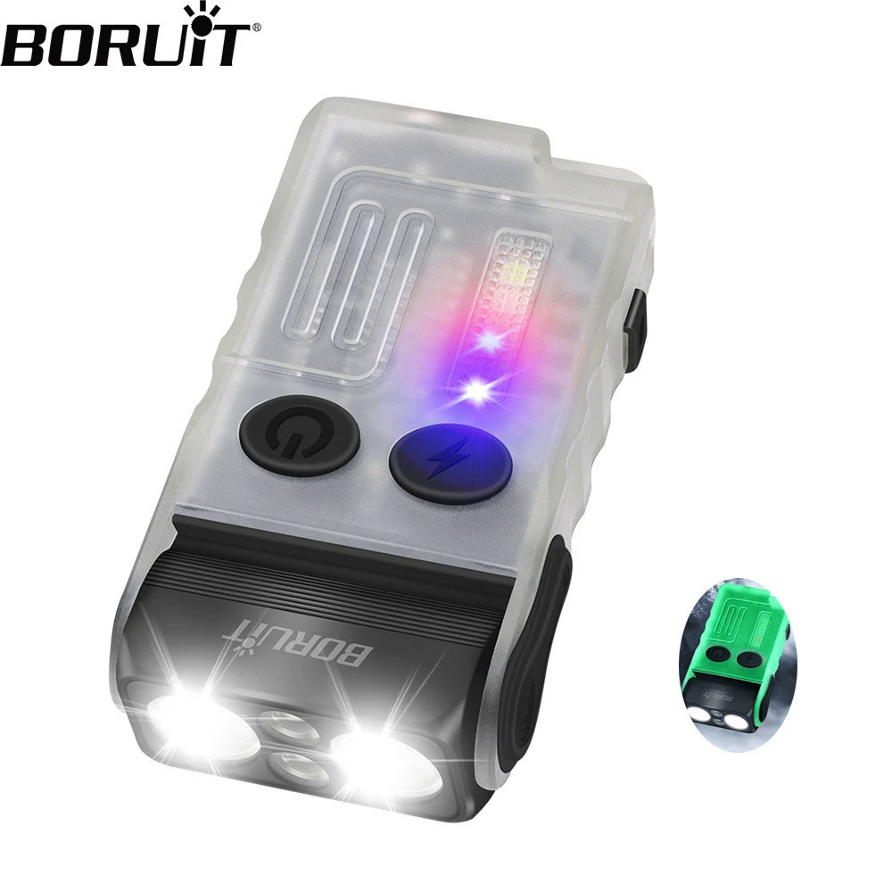 BORUiT V20 Keychain EDC LED Flashlight Head Swivels TypeC Rechargeable