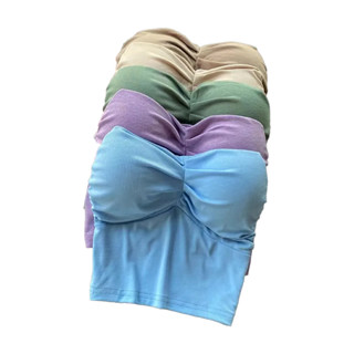 [ซื้อครบ 30.- ลดค่าส่ง 80.-] ครอปครึ่งตัว เกาะอกพร้อมส่ง 8สี เสื้อเกาะอก สีพาสเทล น่ารักหวานๆ มีฟองน้ำดันทรงในตัว