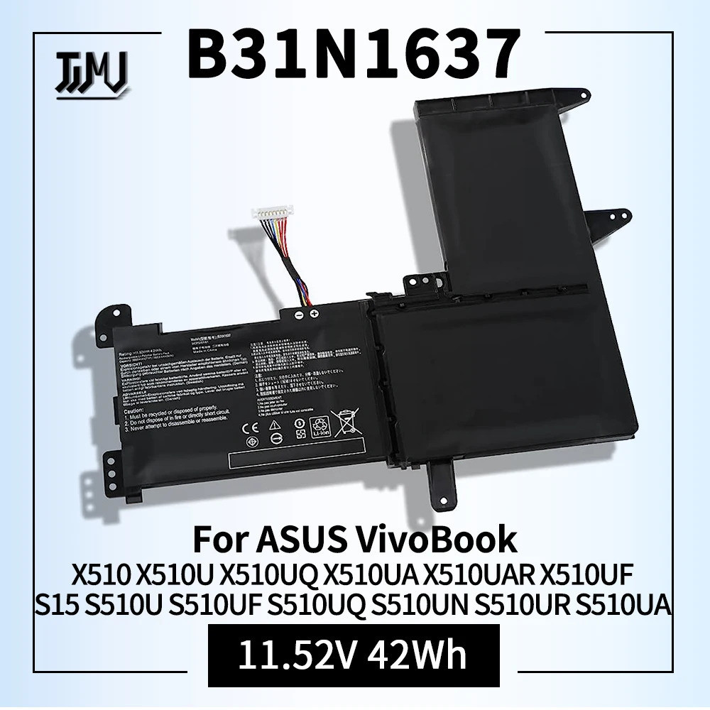 Batteria ASUS B31N1637 Compatibile Per VivoBook X510, S15 E Modelli F510 - 42Wh 11.52V - Foto 9